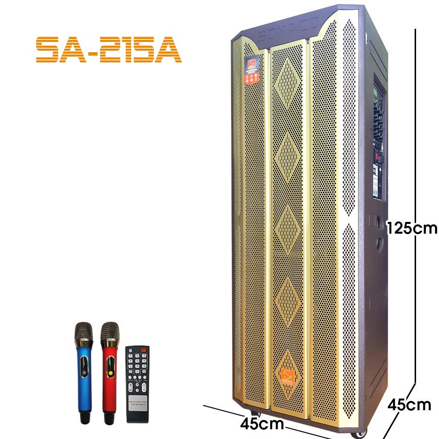 Loa Kéo Di Động Bluetooth Karaoke  chính hãng Sonaco SA-215A Vỏ Gỗ 2 Bass 40cm bảo hành 12 tháng lỗi 1 đổi 1