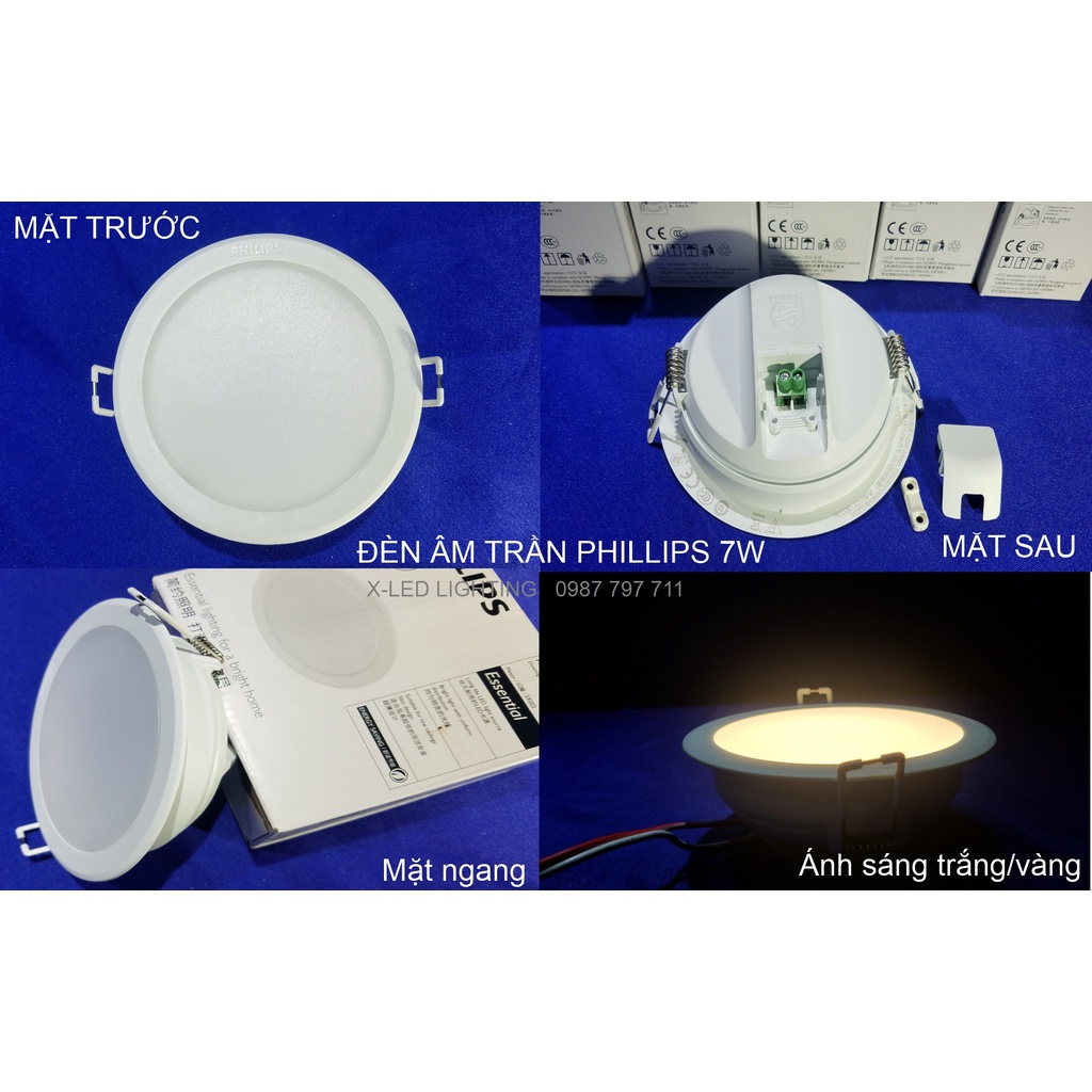 Bộ đèn PHILIPS LED Âm trần Tròn Essential, đèn phillips, downlight phillips-  7W