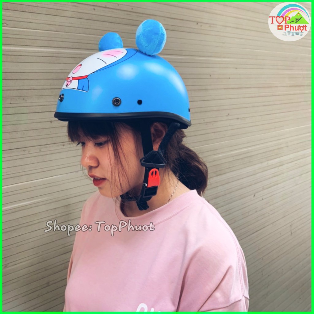 Nón bảo hiểm nửa đầu hình Doremon có tai - Mũ đạt chuẩn chất lượng của Việt Nam