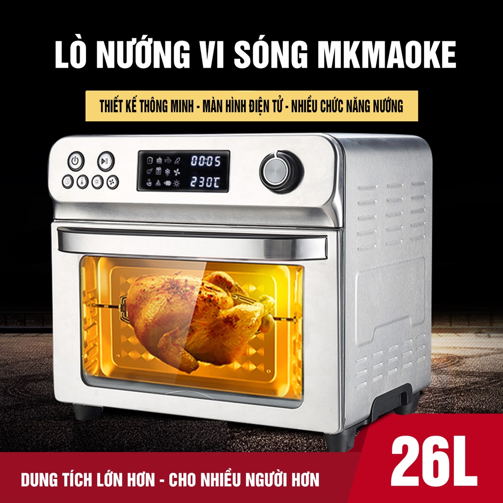 Lò Nướng Vi sóng - Lò chiên không dầu 26 Lít Mimaoke - &quot; Siêu to khổng lồ &quot; - Bảo Hành 12 Tháng - Hàng Chính Hãng