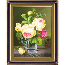Tranh Thêu Chữ Thập 5d Bình Hoa Thanh Nhã, 53471, 52x66cm, Chưa Thêu