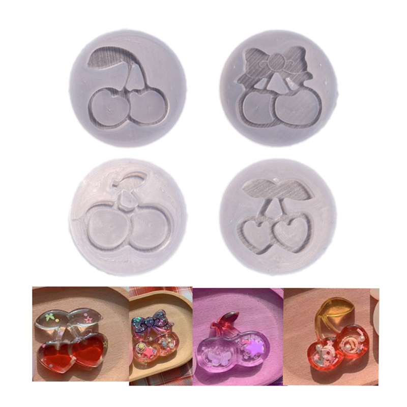 Khuôn Silicone Làm Mặt Dây Chuyền Hình Quả Cherry Phối Cát Lún Xinh Xắn