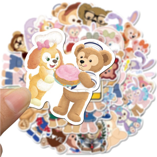 Sticker gấu Duffy và gấu Ballet Bunny nhựa PVC không thấm nước, dán nón bảo hiểm, laptop, điện thoại, Vali, xe #189