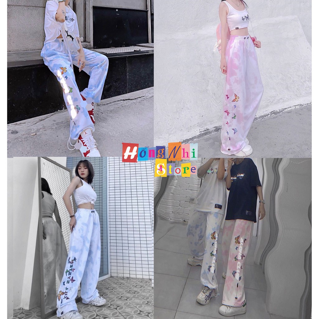 Quần Jogger 3D Ulzzang Unisex Jogger Loang Màu Dây Rút In Phản Quang Màu Hồng - MM