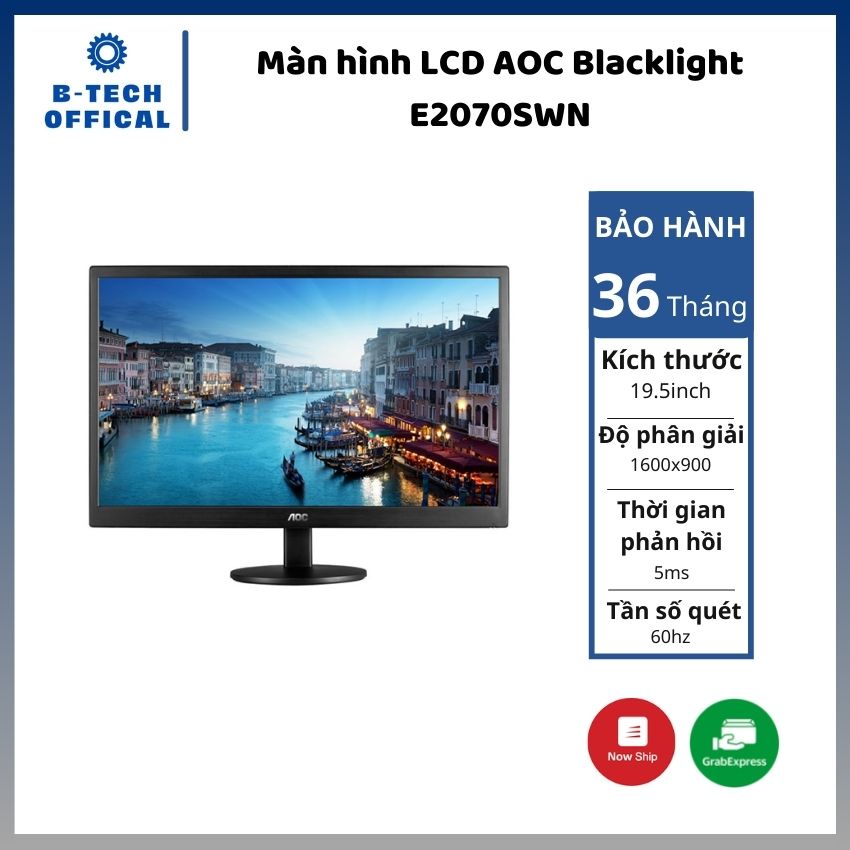 Màn hình AOC Blacklight E2070SWN/19.5&quot; LED/ VGA - Hàng chính hãng bảo hành 36 tháng