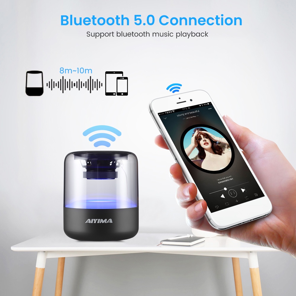 Loa bluetooth không dây Aiyima âm thanh siêu trầm hỗ trợ thẻ nhớ TF & AUX