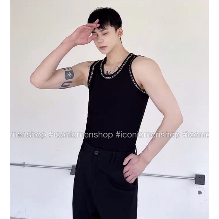Áo ba lỗ nam mix dây xích