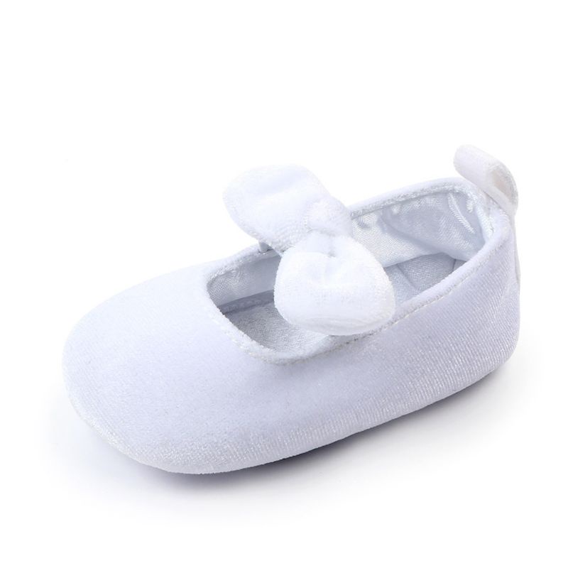 Bộ 2 Giày Cotton Đế Mềm Chống Trượt Đính Nơ Kèm Băng Đô Dành Cho Bé Gái Sơ Sinh