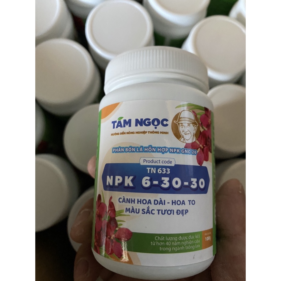 NPK 6-30-30 Tám Ngọc 100g - Phân Bón Cho Hoa Lan, Cây Kiểng, Bonsai- Giúp Cành Hoa Dài, màu Sắc Đậm Đà