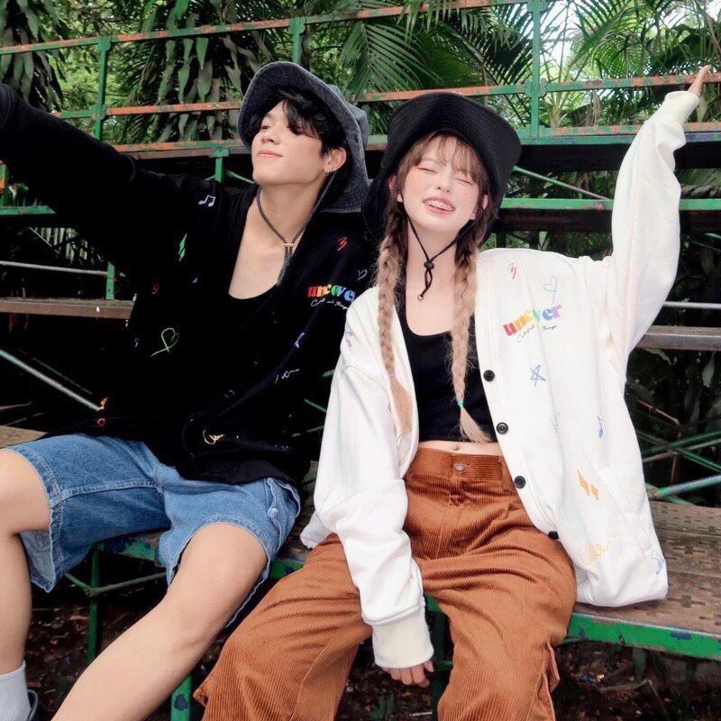 Áo Cadigan Uncover Cổ V, Hình In Chữ 7 Màu Nét Căng Form Thụng Unisex Nam Nữ