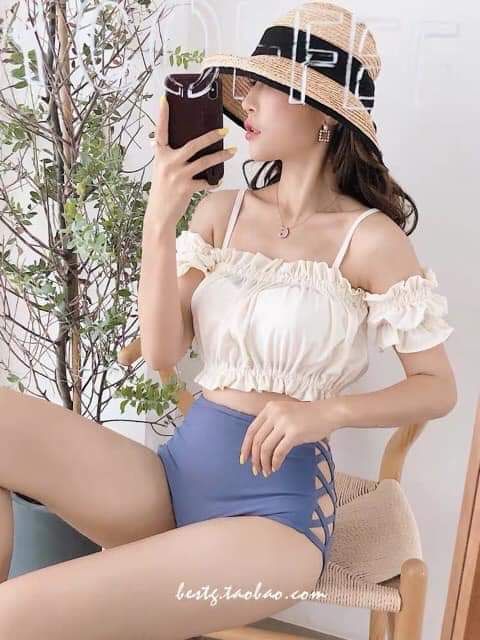 [TẶNG 2 MÚT NGỰC] Set 3 Món Bikini Áo Tắm 2 Dây Trễ Vai LMD23 Hottrend 2021 Sang Chảnh Sexy Tôn Dáng | BigBuy360 - bigbuy360.vn