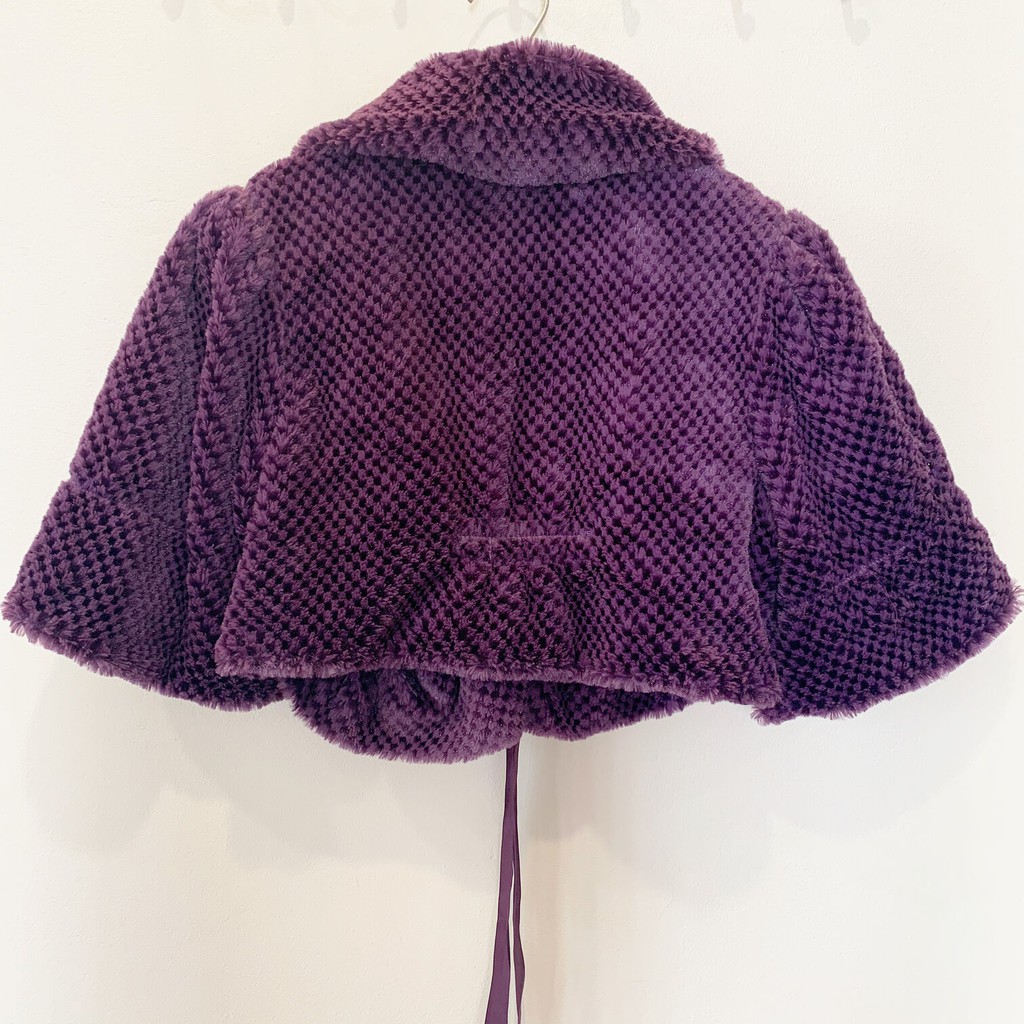 ÁO KHOÁC LÔNG NỮ - THIẾT KẾ - SIZE L - TÍM – 2 LỚP – NỬA NGƯỜI – BUỘC NƠ TRƯỚC – DÀY DẶN ẤM ÁP THANH LỊCH - FIT LADY <70