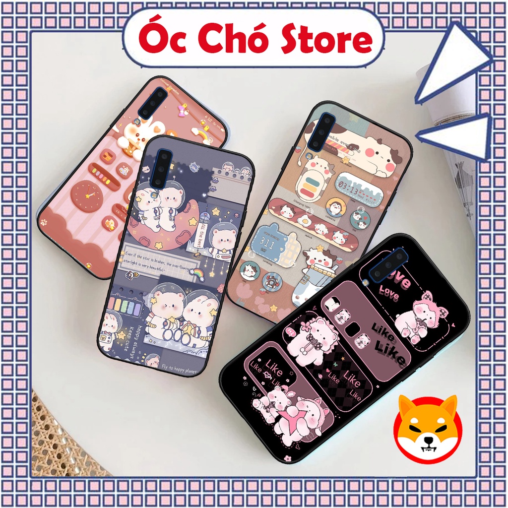 Ốp Samsung A7 2018 / A9 2018 in hình gấu , thỏ hồng chibi dễ thương siêu đẹp