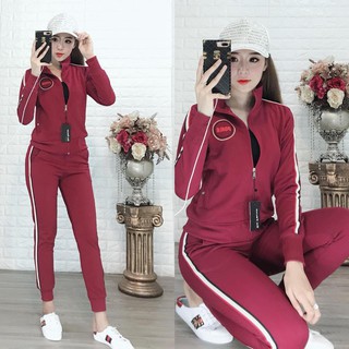 ĐỒ BỘ NỮ THỂ THAO QUẦN DÀI CHẠY VIỀN SỌC CÁ TÍNH
