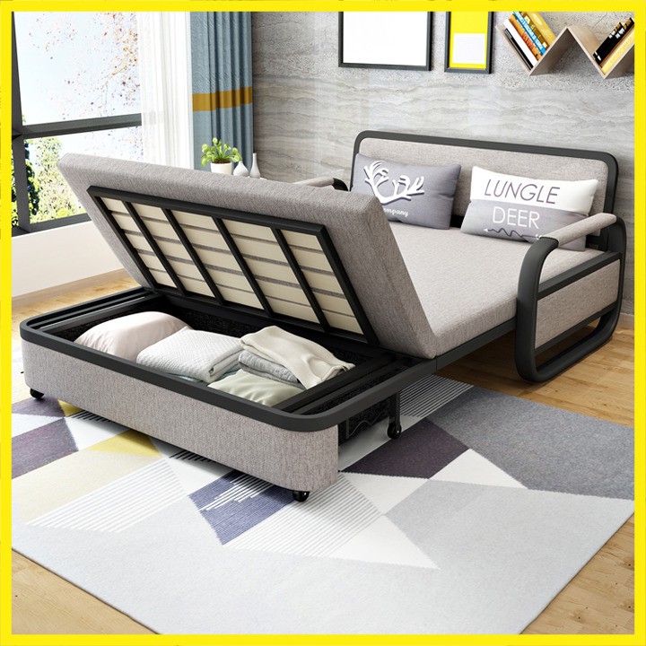 GIƯỜNG SOFA GẤP GỌN THÀNH GHẾ , GIƯỜNG SOFA  ĐA NĂNG  ,NỆM BỌT BIỂN , KHUNG BẰNG THÉP KHÔNG GỈ KT 1m2x1m9