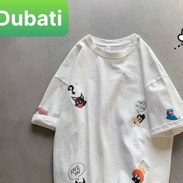 ÁO THUN NAM NỮ STICKER PATCH NHẬT BẢN FROM RỘNG TAY LỠ CHẤT VẢI MỀM MỊN- DUBATI FASHON