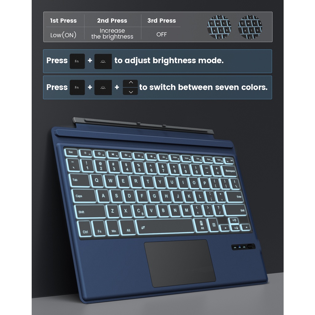 Bao Da Máy Tính Bảng Siêu Mỏng Có Bàn Phím Bluetooth 7 Màu Cho Microsoft Surface Pro 7 Plus (2021)/Pro 7/Pro 6/ 5 (Pro 2017)/4 /3