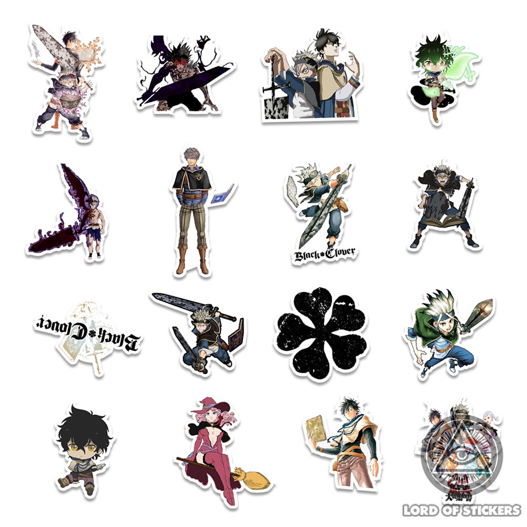 Set 50 Hình Dán Black Clover Sticker Truyện Tranh Anime Manga Chống Thấm Nước Trang Trí Mũ Bảo Hiểm, Ván Trượt, Laptop