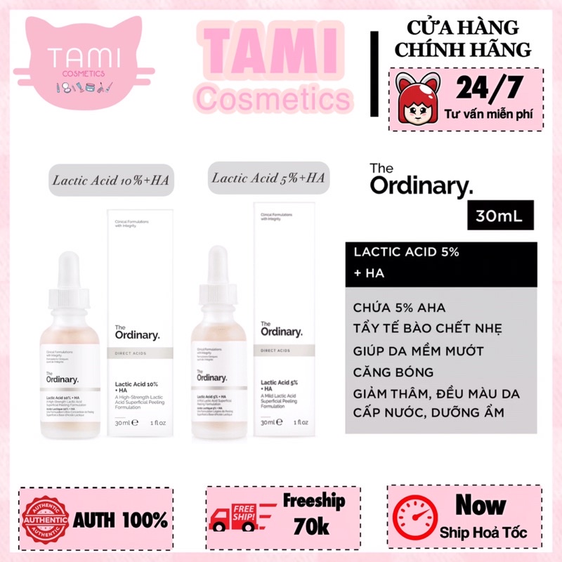 Tinh Chất The Ordinary Lactic Acid 5% + HA/Lactic Acid 10% + HA Serum