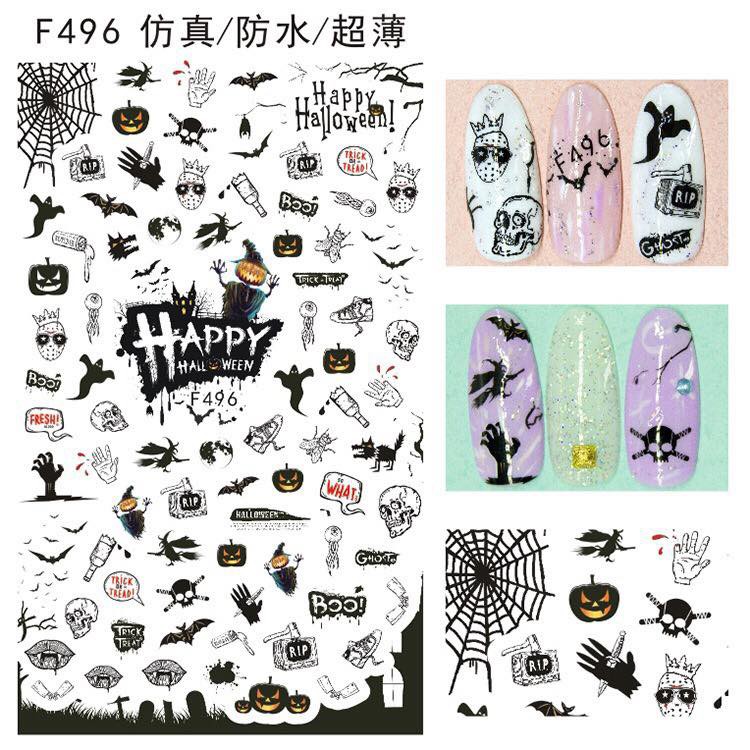 Nail dán Sticker Halloween Độc Đáo Trang Trí Móng Nghệ Thuật Lễ Hội