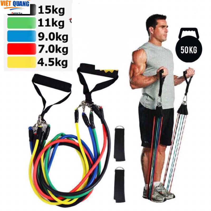 Bộ 5 Dây Kéo Ngũ Sắc Chất Lượng Tập gym,Tập Thể Dục