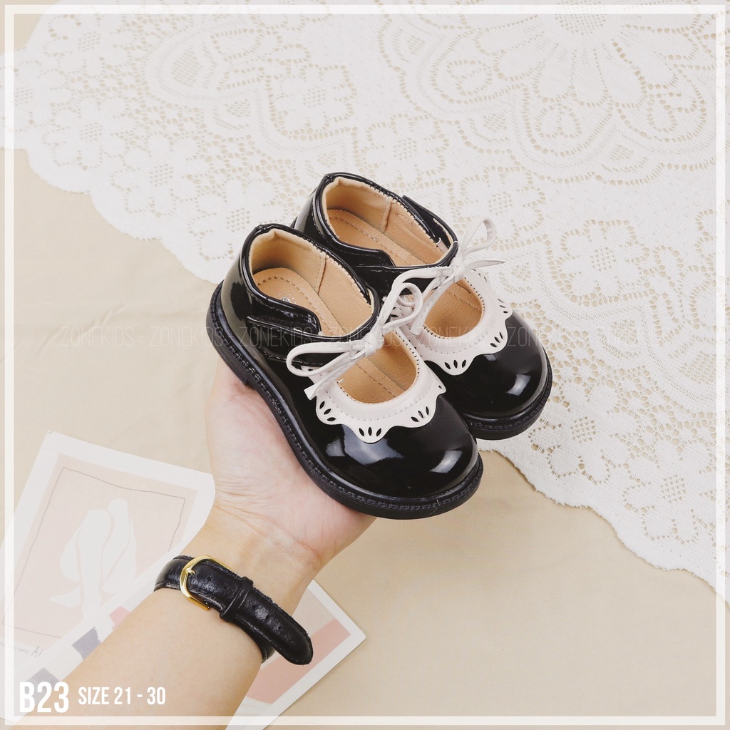 Giày da bóng viền họa tiết cho bé gái Zonekids - B23