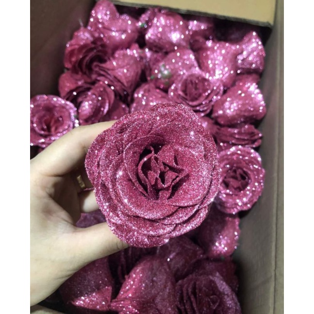 Hoa hồng nhũ, nhũ galaxy cao cấp hàng VIP cực to, hộp 30 bông