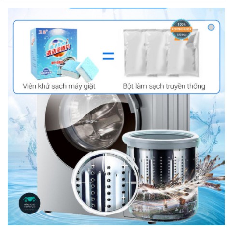 Viên vệ sinh lồng máy giặt, giệt khuẩn bảo vệ máy giặt, tẩy cặn bẩn hiệu quả, hộp 12 viên