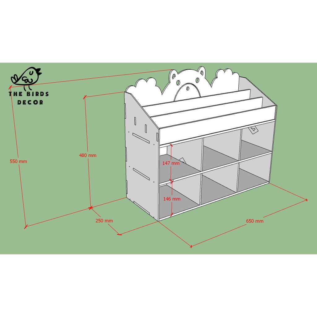 Kệ sách gấu 2 tầng ngăn chứa đồ Ms:051 kích thước 550*650*250 mm dành cho bé giá rẻ | BigBuy360 - bigbuy360.vn