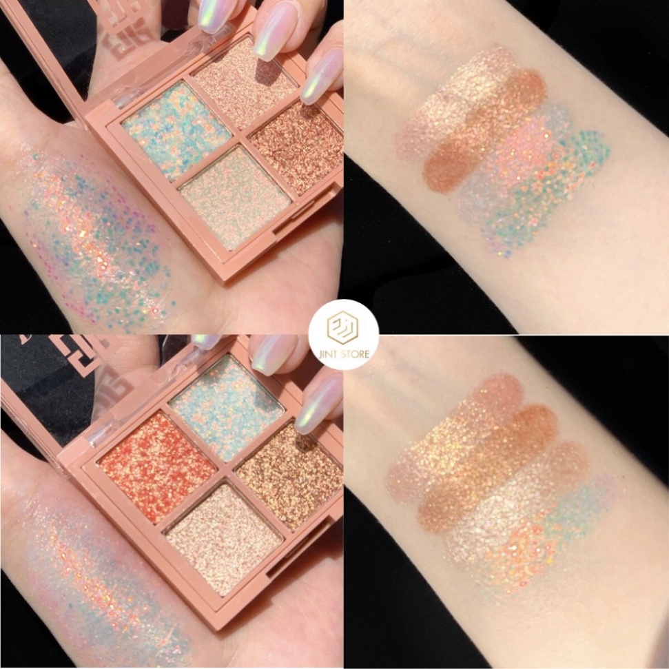 Phấn mắt ❤️𝑭𝒓𝒆𝒆𝒔𝒉𝒊𝒑❤️ Phấn mắt DIKALU 4 ô nhũ siêu mịn