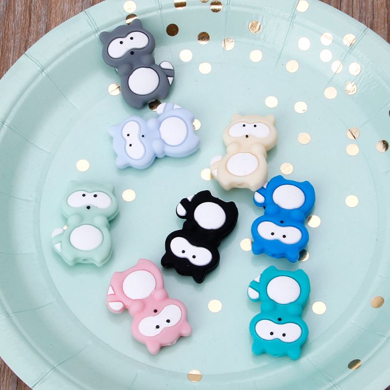 Đồ Chơi Ngậm Nướu Hình Gấu Mèo Bằng Silicone DIY Dành Cho Trẻ Sơ Sinh