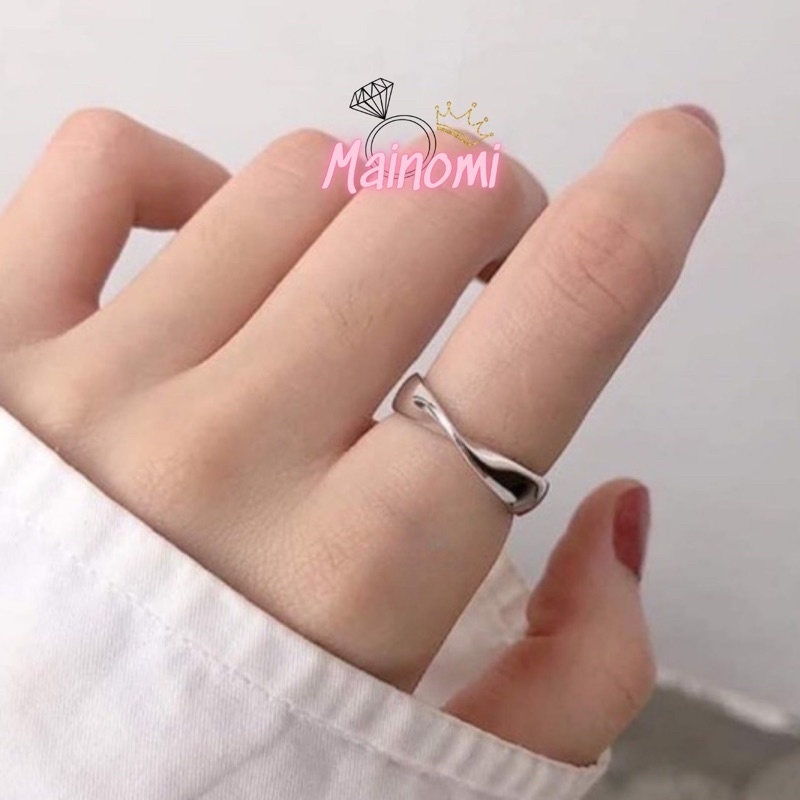 Nhẫn Đôi xoắn quẩy, miễn phí khắc tên theo yêu cầu thiết kế độc đáo trẻ trung Mainomi Shop Bạc Xinh
