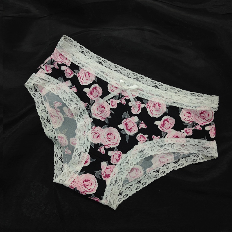 Quần Lót Lụa Lạnh Không Đường May Lưng Vừa Đính Nơ Dễ Thương Thoáng Khí Cho Nữ