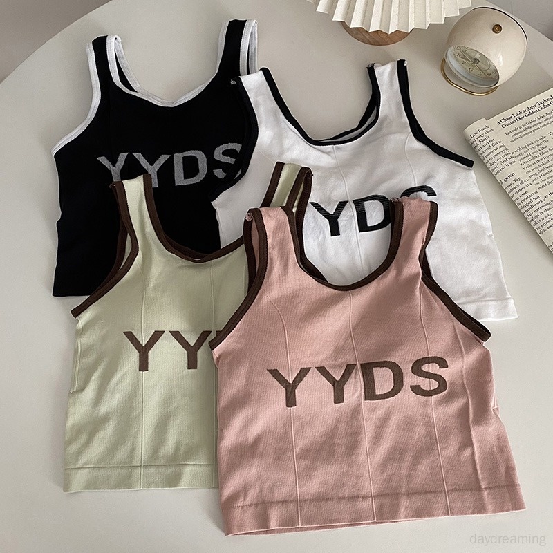 Áo Croptop Sát Nách Thể Thao Dáng Ôm In Chữ Quyến Rũ Cho Nữ