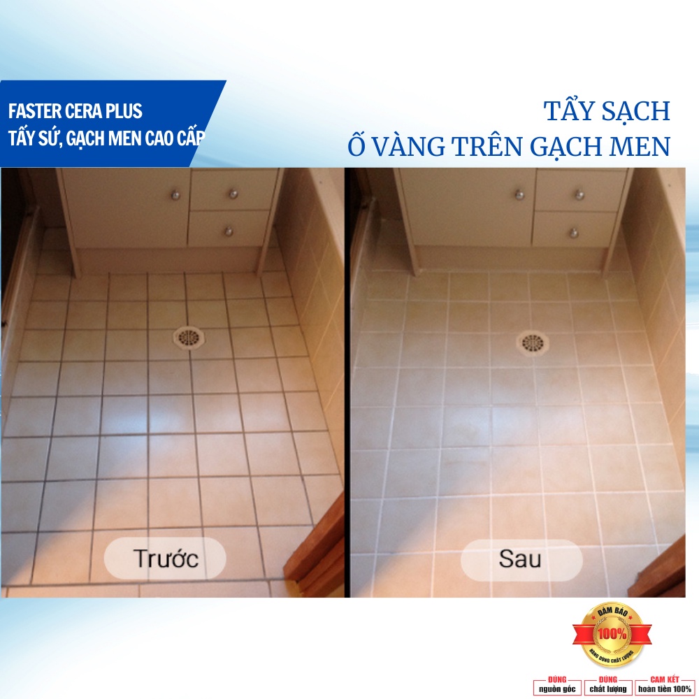 [SIÊU MẠNH] Tẩy bồn cầu, tẩy cặn đá vôi, vệt nước ố vàng trên gạch men nhà tắm, FasterCera 500ml siêu sạch, tiết kiệm