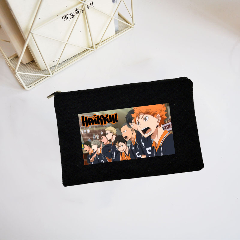 Haikyuu Túi Đựng Bút Bằng Vải canvas Thiết Kế Hình anime Nhật Bản Nhỏ Gọn Dành Cho Học Sinh