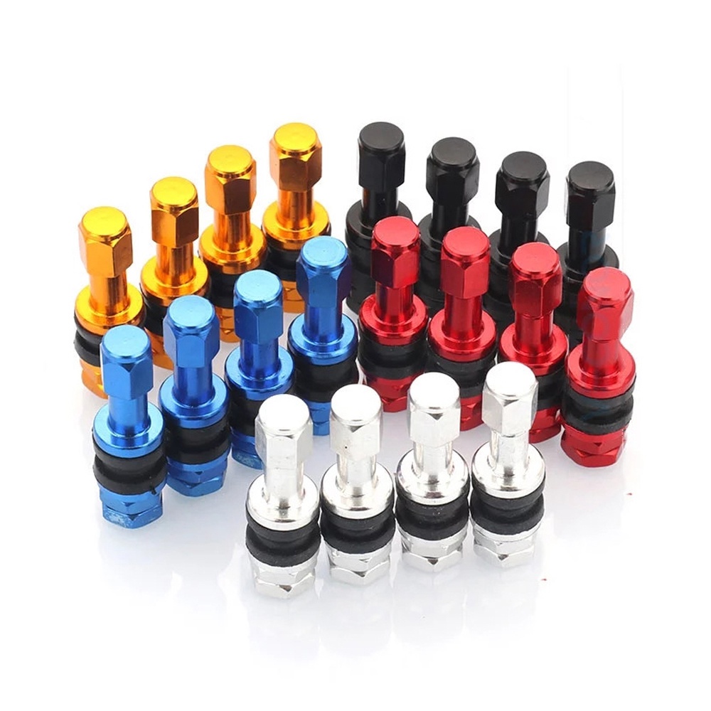 Nắp van bánh xe hơi/ xe máy/ xe đạp không ruột bằng hợp kim nhôm màu đỏ TR48E màu đen