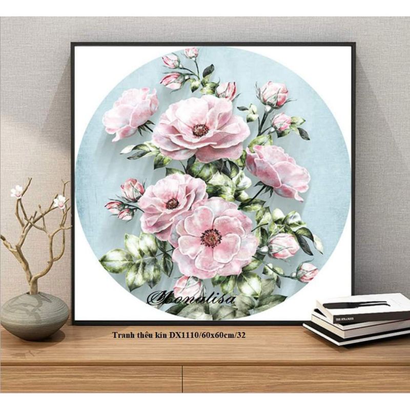 Tranh thêu kín chữ thập Hoa Đào DX1110(60x60cm)