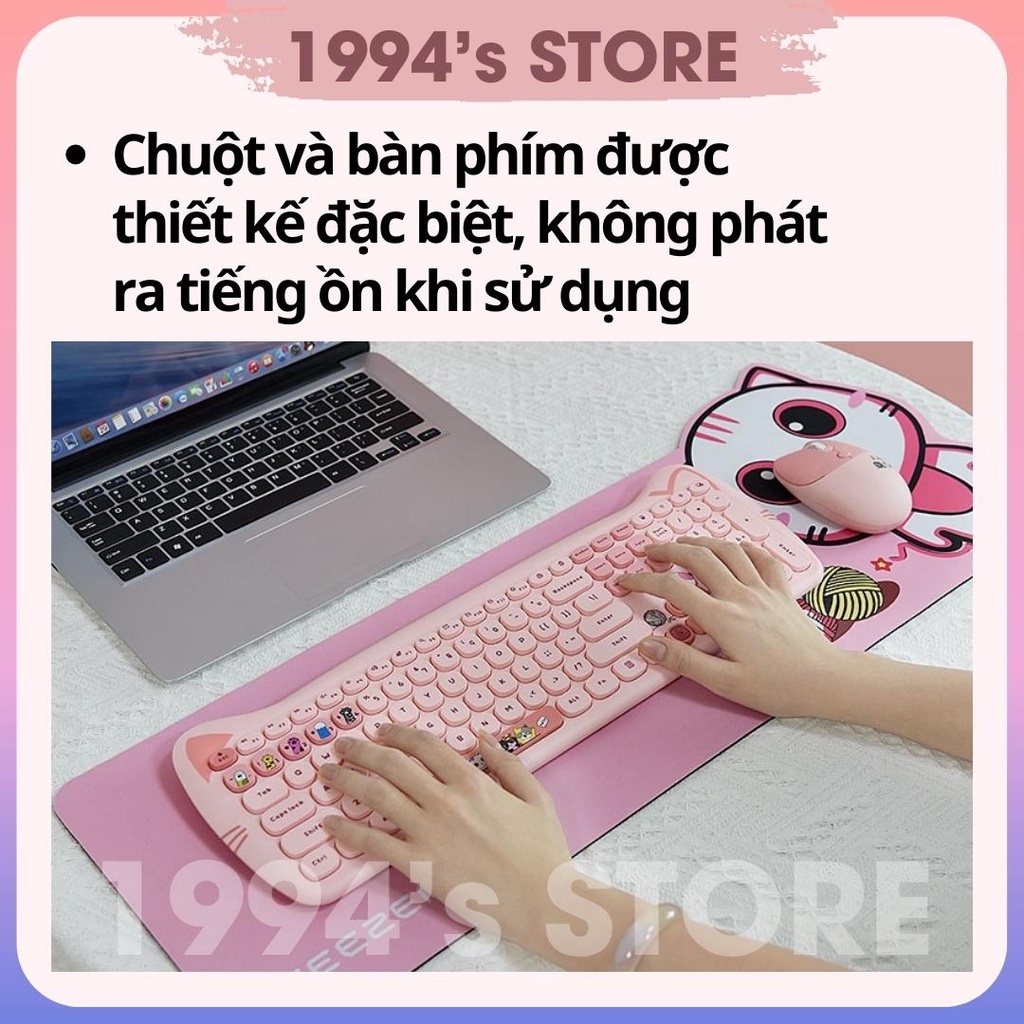 Combo bàn phím giả cơ và chuột không dây MOFII Geezer KITTY CAT PLUS - MoFii Tai Mèo cho PC, Laptop, Tivi, Điện thoại