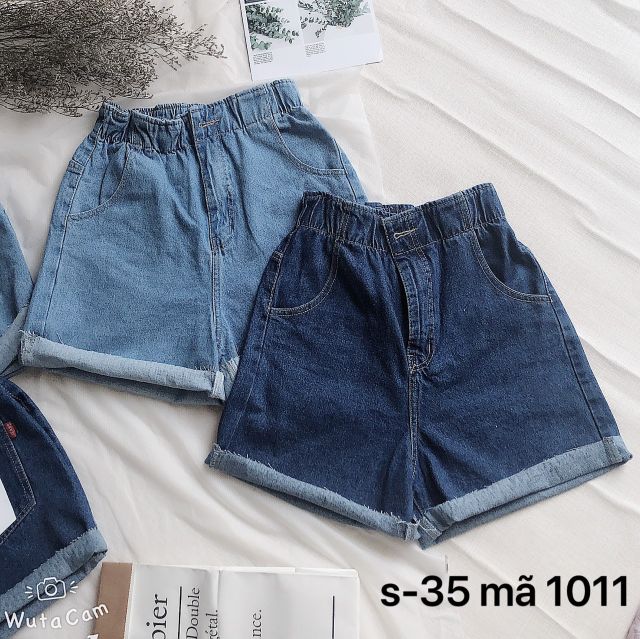 Quần Short Nữ Jean Lưng Thun Có Dây Kéo Size Nhỏ Đến Size Đại MS1011