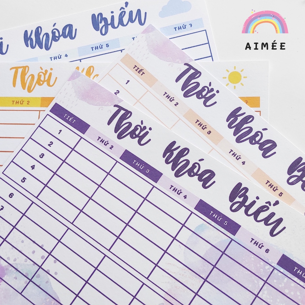 Set combo thời khóa biểu Watercolor & Weather A6 | Aimée