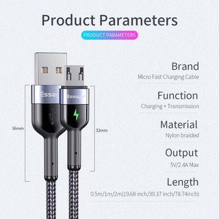 [Freeship] Dây cáp sạc nhanh Essager Type-C, Micro USB có đèn LED