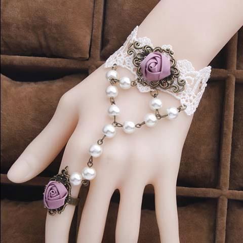 Vòng tay choker nữ 2 bông hồng ruốc xinh xắn