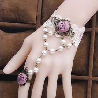Vòng tay choker nữ 2 bông hồng ruốc xinh xắn