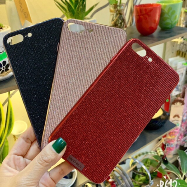 Ốp lưng ikuba nền nhũ viền màu iphone 6 6s 7 8 / plus / x xr max