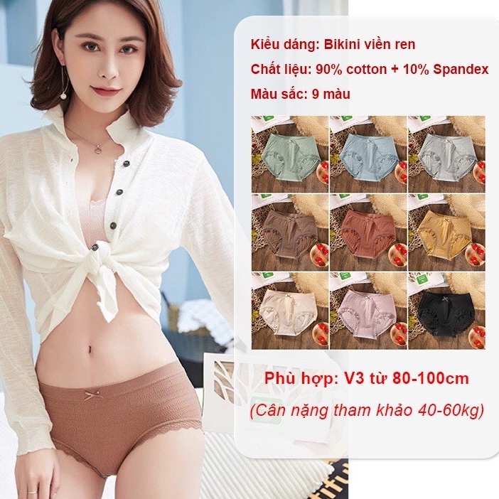 Sét 10 Quần Lót Nữ Cotton Dệt Kim - Quần Chip Nữ kháng khuẩn thoáng mát đính nơ xinh tôn vòng 3 gợi cảm QL16