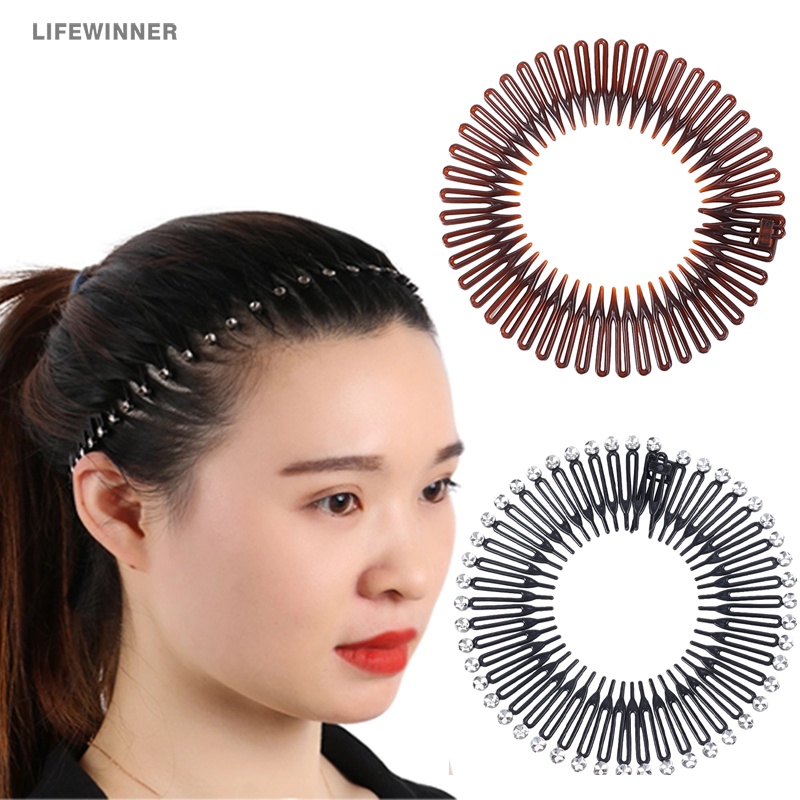 Lược Cài Tóc Răng Tròn Bằng Nhựa Đính Đá Cổ Điển Cho Cô Dâu