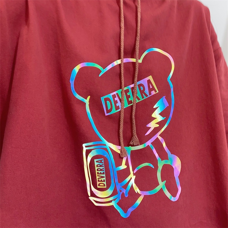 【ZHELIHANGFEI】Áo Hoodie Dài Tay Dáng Rộng In Hình Gấu Đáng Yêu