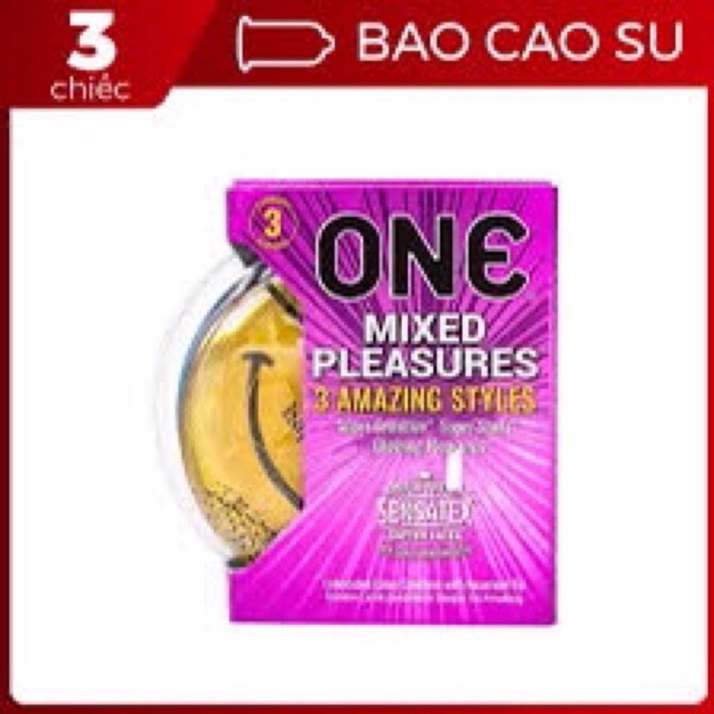 Bao cao su One của Mỹ hộp màu tím 3 cái