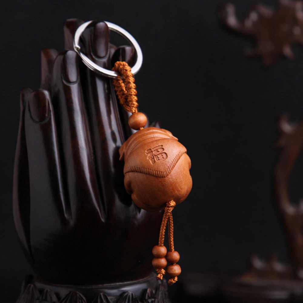 Nam Nữ Gỗ Khắc Lucky Pig Móc Chìa Khóa Móc Chìa Khóa Móc Khóa Móc Khóa